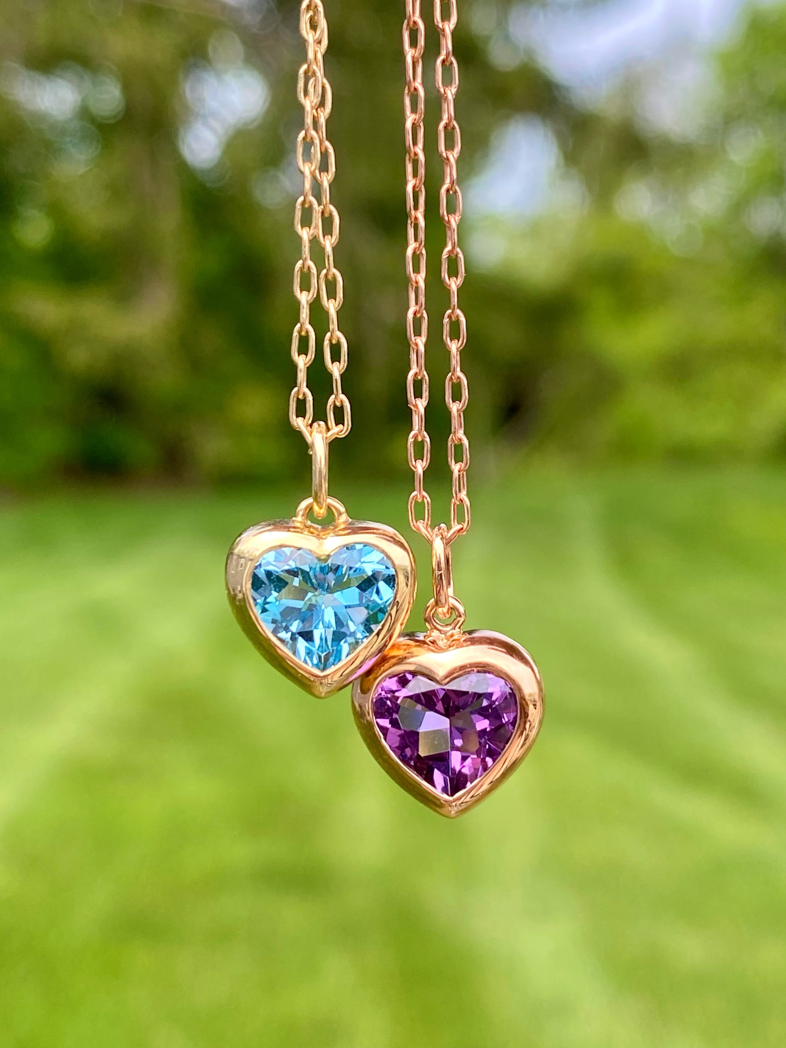 Cirque 3-Heart Bezel Necklace with Tsavorite Garnet and Cirque 3-Heart Bezel Necklace with Tsavorite Garnet and